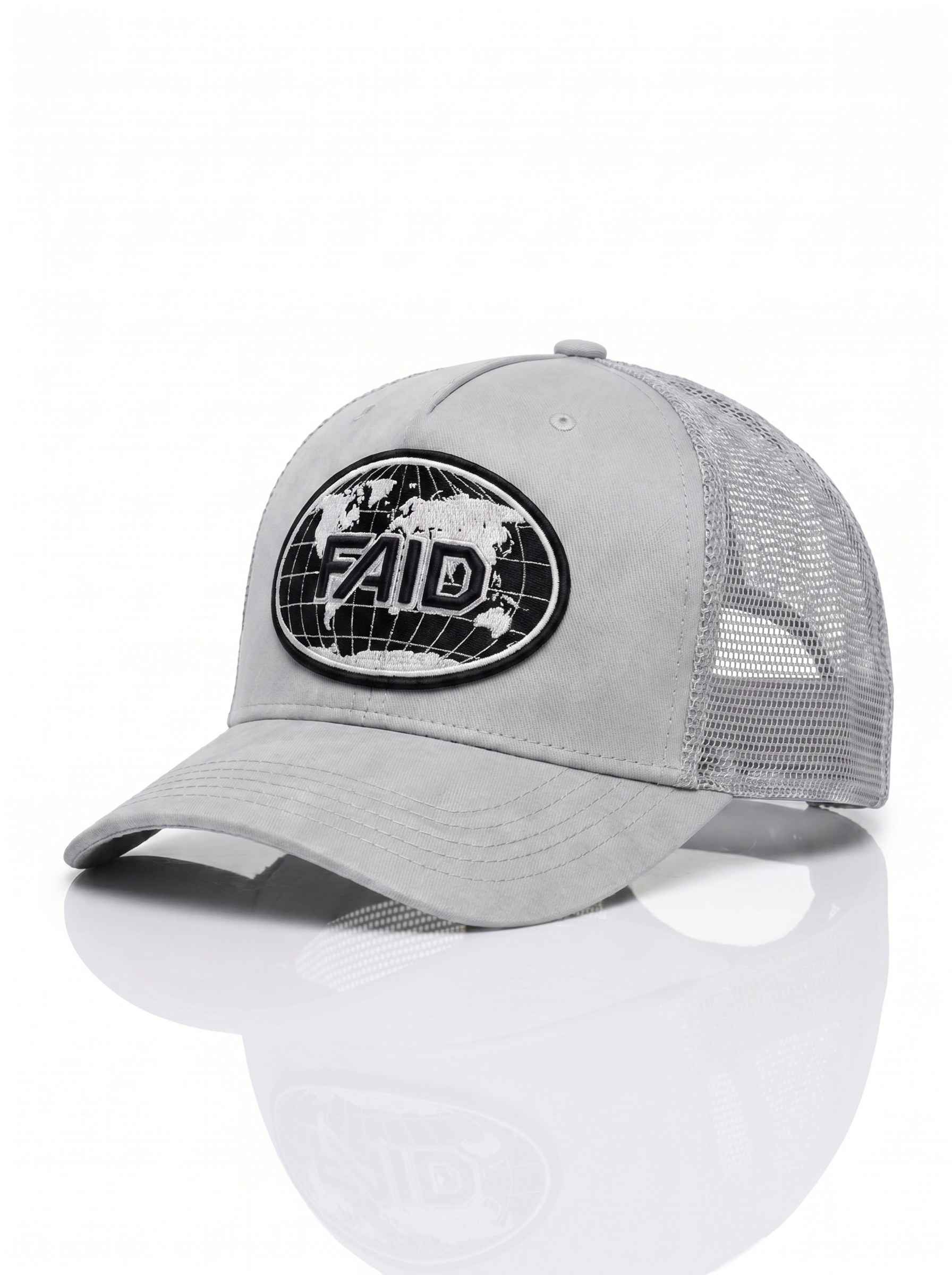 FAID cap, grey with black and white logo