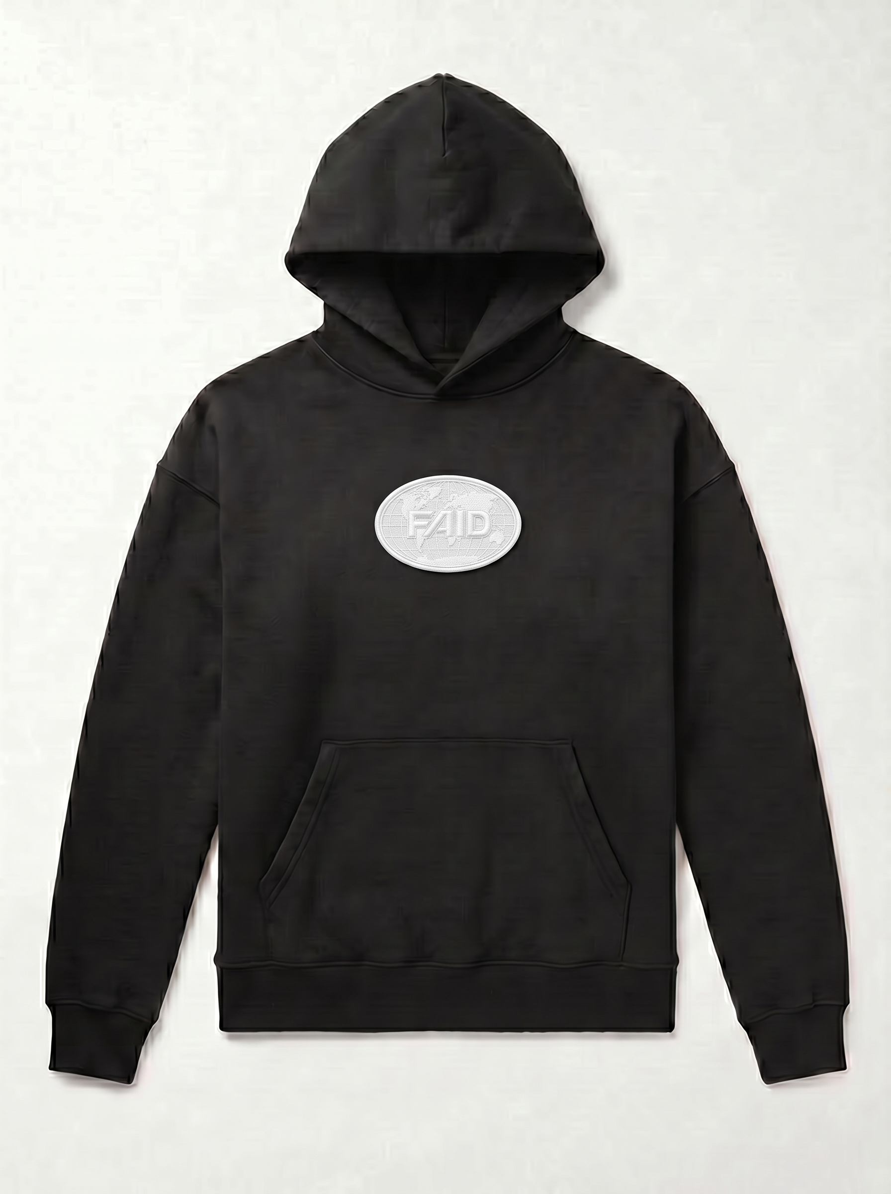 FAID heavyweight hoodie, black with white logo