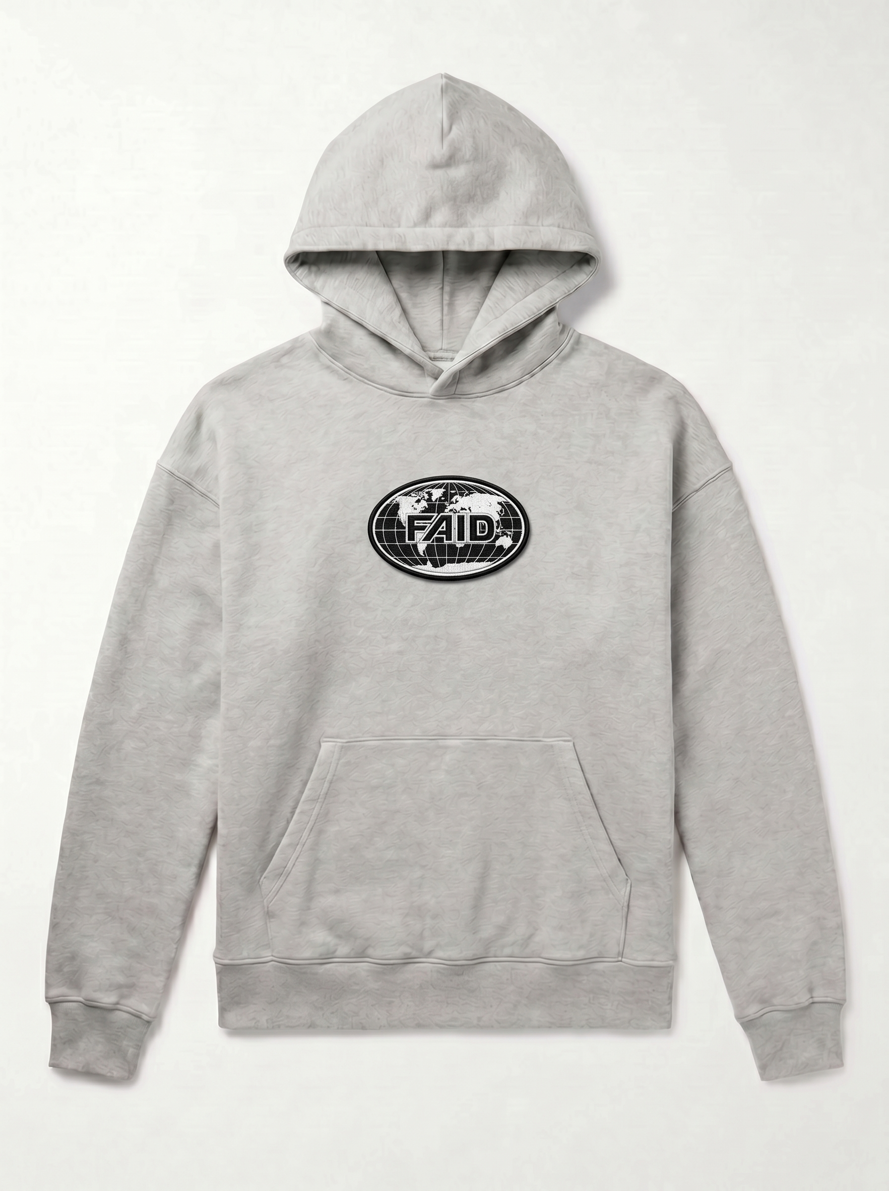 FAID heavyweight hoodie, grey with black and white logo