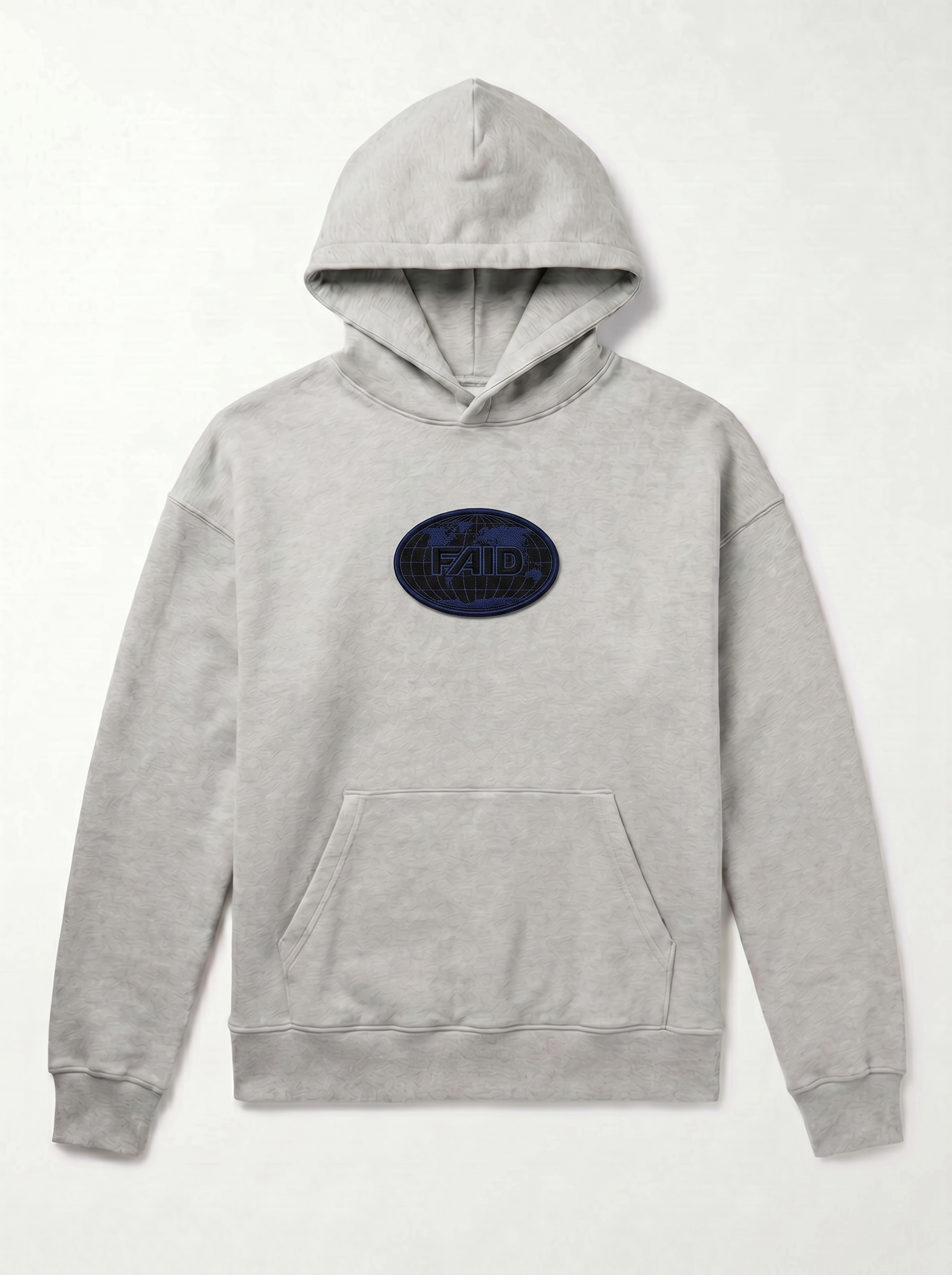 FAID heavyweight hoodie, grey with navy logo