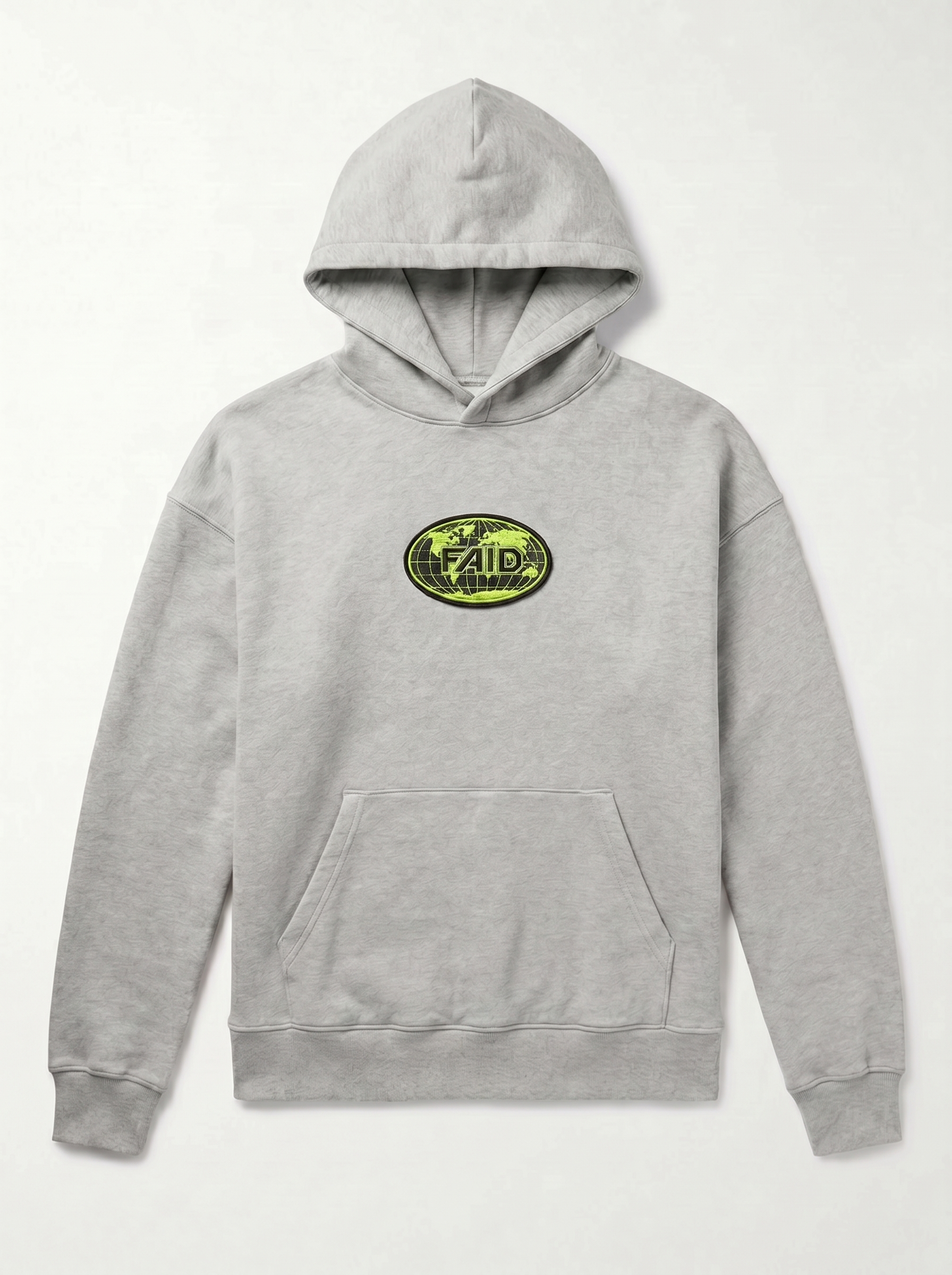 FAID heavyweight hoodie, grey with neon logo